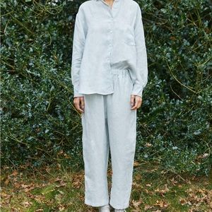 Deiji Studios Classic Linen Set in Blue Grey